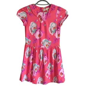 Mini Boden Coral Pink Floral Lined‎ Dress Girls Size 7-8 Years